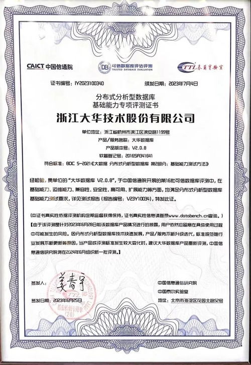 大华股份数据库产品通过中国信通院“可信数据库”评测 技术突破引领行业新发展